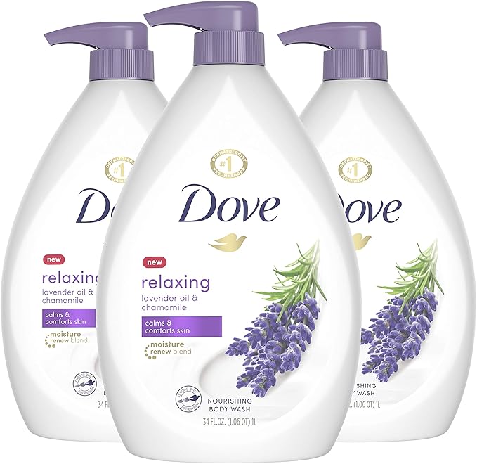 Dove Relaxing Body Wash Pump Calms & Comforts Skin Lavender Oil and Chamomile Effectively Washes Away Bacteria While Nourishing Your Skin 34 oz 3 Count - Image 2